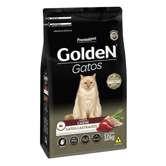 Imagem de Ração Golden Para Gatos Adultos Castrados Sabor Carne