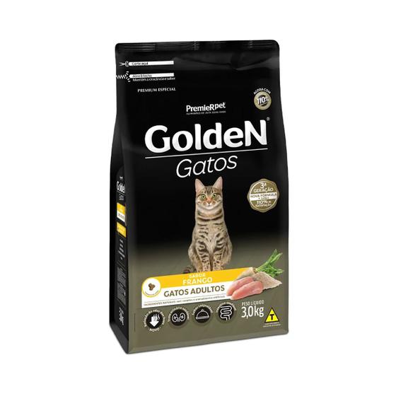 Imagem de Ração Golden para Gatos Adultos Sabor Frango 3kg
