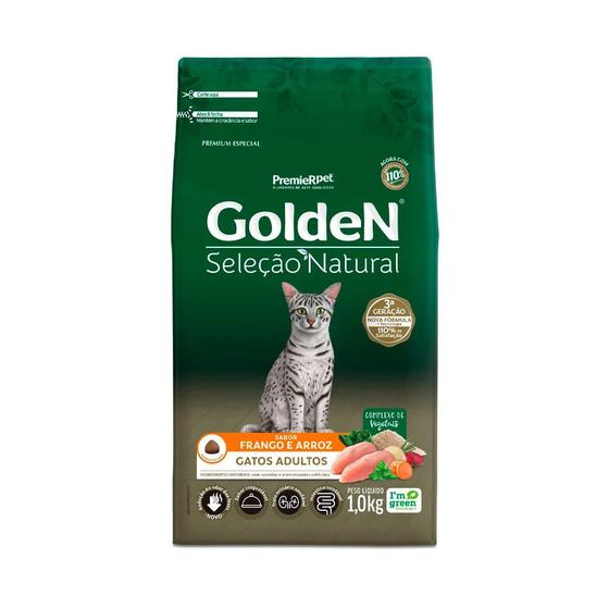 Imagem de Ração Golden Seleção Natural para Gatos Adultos Sabor Frango e Arroz 3kg