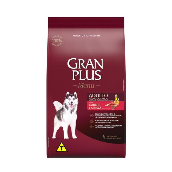 Ração Gran Plus Cão Menu Adt Médio e Grande Carne/Arroz 15kg Menor preço em Ração Gran Plus Cão Menu Adt Médio e Grande Carne/Arroz 15kg