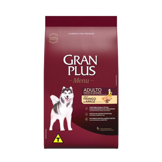 Ração Gran Plus Cão Menu Adulto Médio/Gde Frango/Arroz 20kg Menor preço em Ração Gran Plus Cão Menu Adulto Médio/Gde Frango/Arroz 20kg