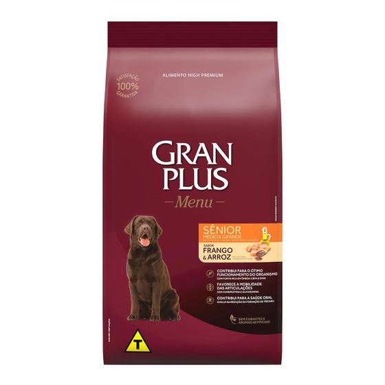 Ração Gran Plus Cão Menu Senior Médios e Grandes 15kg Menor preço em Ração Gran Plus Cão Menu Senior Médios e Grandes 15kg