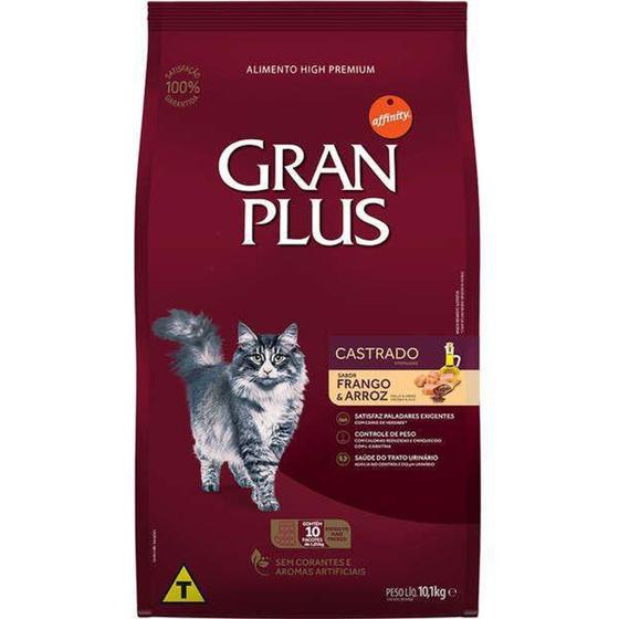 Imagem de Ração Gran Plus Gatos Castrados Frango e Arroz (10 pacotes individuais de 1kg cada) - Affinity Guabi