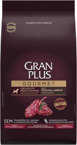 Imagem de Racao Gran Plus Gourmet Cães Adultos Raças Médias e Grandes Ovelha e Arroz 15kg