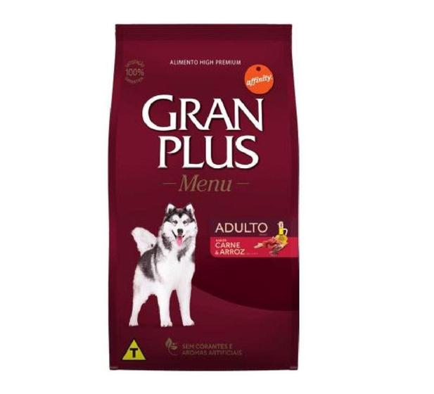 Imagem de Ração Gran plus Menu para Cães Adultos Raças Médias sabor Carne e Arroz 20kg - Guabi