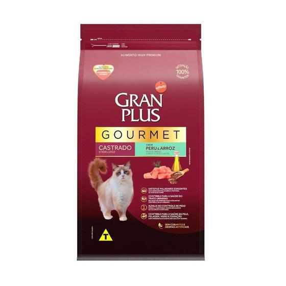 Imagem de Ração GranPlus Gourmet para Gatos Castrados Sabor Peru e Arroz - 10,1kg