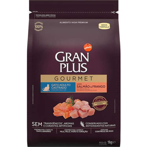 Imagem de Ração GranPlus Gourmet Salmão & Frango para Gatos Castrados 1kg