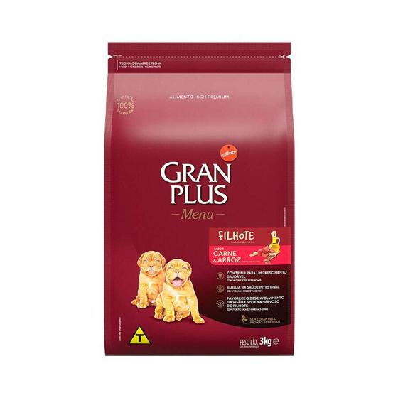 Ração GranPlus Menu CãesFilhotes de Raças Médias e Grandes Carne e Arroz - 10,1kg - Affi - Gran Plus Menor preço em Ração GranPlus Menu CãesFilhotes de Raças Médias e Grandes Carne e Arroz - 10,1kg - Affi - Gran Plus