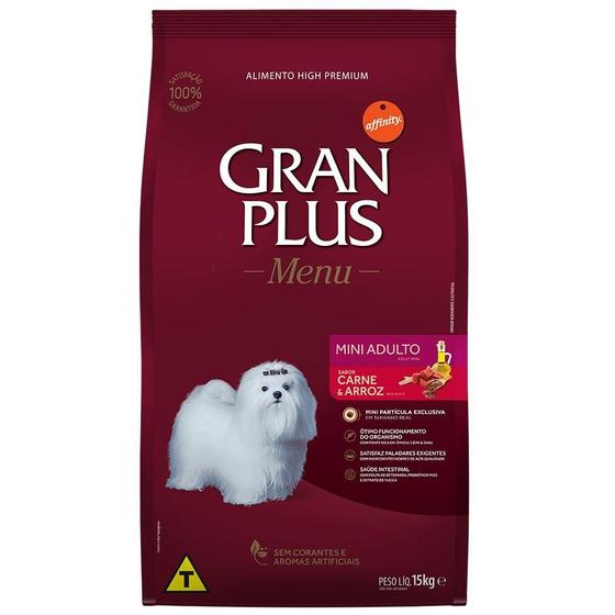 Imagem de Ração GranPlus Menu Carne e Arroz para Cães Adultos Mini - 15 Kg