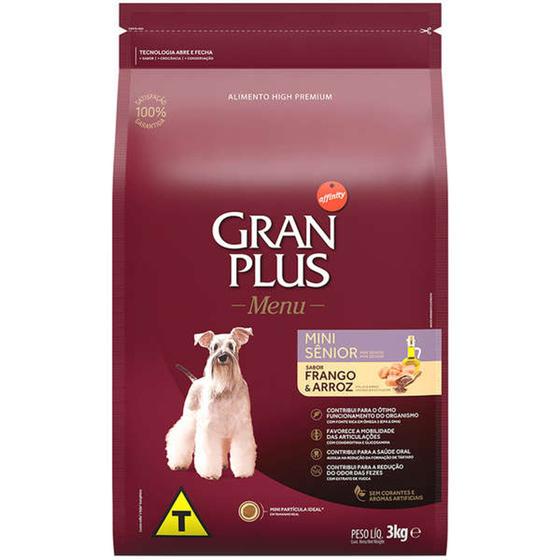 Imagem de Ração GranPlus Menu Frango e Arroz para Cães Sênior Mini e Pequenas 3kg