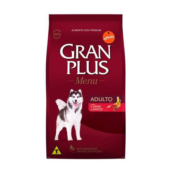 Imagem de Ração GranPlus Menu Para Cães Adultos de Porte Médio e Grande Sabor Carne e Arroz - 20kg