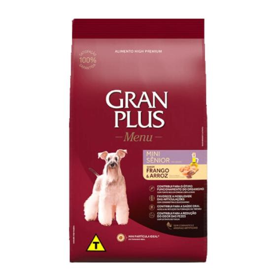 Imagem de Ração GranPlus Menu para Cães Adultos Sênior de Porte Mini Sabor Frango e Arroz 10,1kg