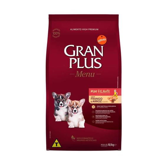 Imagem de Ração GranPlus Menu Para Cães Filhotes de Porte Mini Sabor Frango e Arroz - 10,1kg