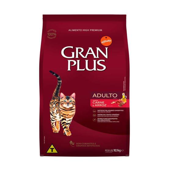Imagem de Ração Granplus para Gatos Adultos sabor Carne e Arroz - 10,1kg