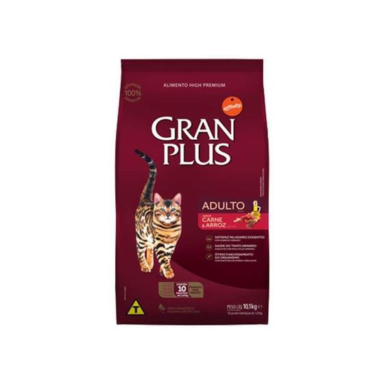 Imagem de Ração Granplus para Gatos Adultos sabor Carne e Arroz - 3kg - Gran Plus