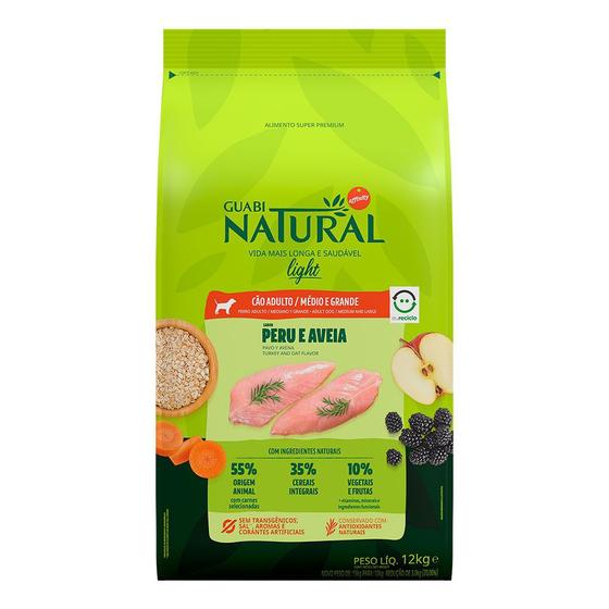 Ração Guabi Natural Cães Light Raças Médias e Grandes Peru e Aveia - 12Kg Menor preço em Ração Guabi Natural Cães Light Raças Médias e Grandes Peru e Aveia - 12Kg