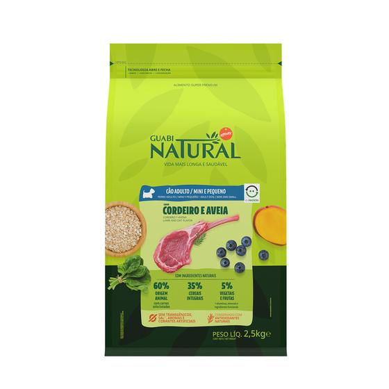 Ração Guabi Natural Cão Adulto Mini e Pequeno Cordeiro e Aveia 2,5kg Menor preço em Ração Guabi Natural Cão Adulto Mini e Pequeno Cordeiro e Aveia 2,5kg