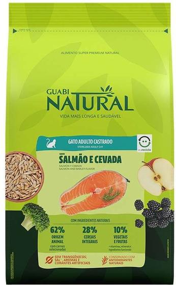 Imagem de Ração Guabi Natural Gatos Adultos Castrados sabor Salmão e Cevada 7,5kg