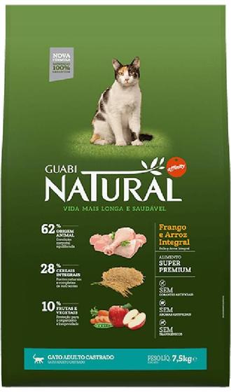 Imagem de Ração Guabi Natural Gatos Castrados Frango Arros 7,5Kg