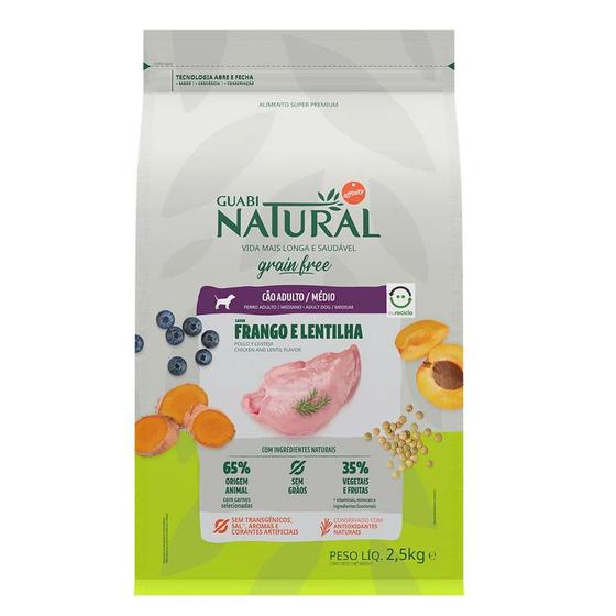 Ração Guabi Natural Gran Free Adultos Raças Média Frango e Lentilha 2,5kg Menor preço em Ração Guabi Natural Gran Free Adultos Raças Média Frango e Lentilha 2,5kg