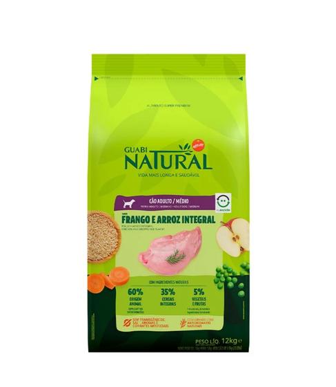 Ração Guabi Natural para Cães Adultos de Raças Médias sabor Frango & Arroz Integral Menor preço em Ração Guabi Natural para Cães Adultos de Raças Médias sabor Frango & Arroz Integral