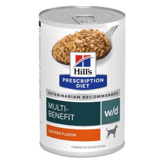 Imagem de Ração Hills Prescription Diet Lata W/D Cães Adultos Controle do Peso e Glicêmico 370g