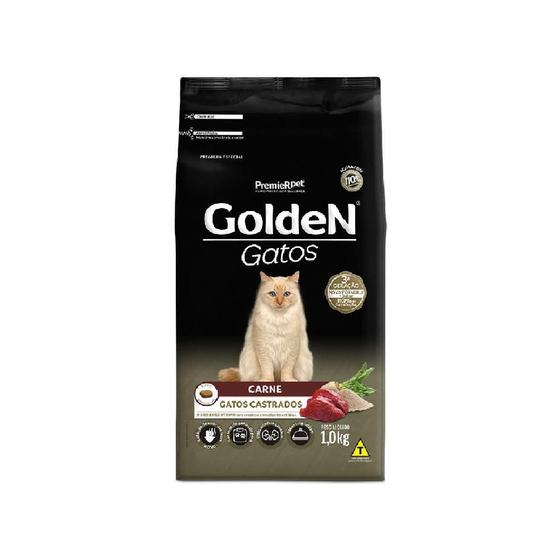 Imagem de Ração P/ Gatos Adultos Castrados Carne 1KG - Golden Premier