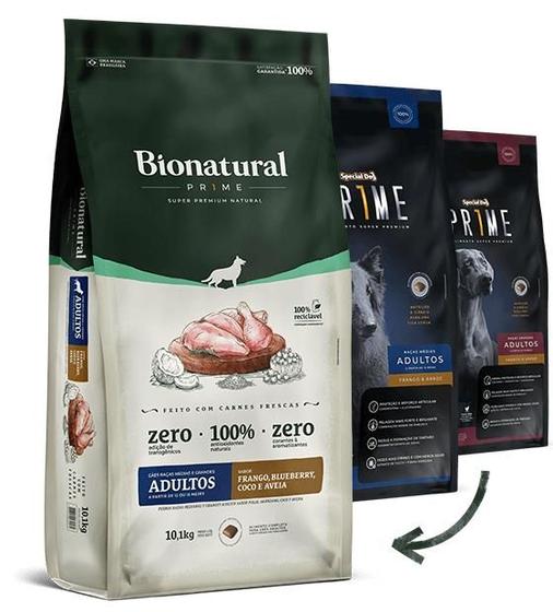 Imagem de Ração para Cachorro 15KG Special Dog/Bionatural Prime Adulto Raças Médias e Grandes Frango e Arroz