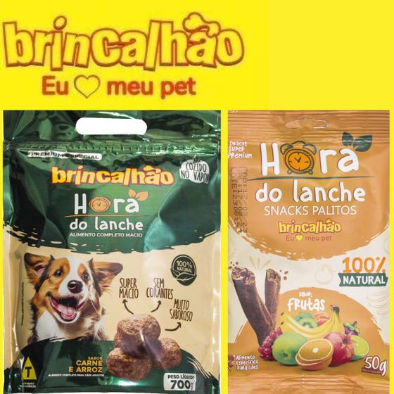 Imagem de Ração Para Cachorro Macia Hora do Lanche + Snacks Palitos 100% Natural Sabor Frutas