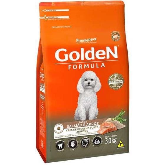 Imagem de Ração Para Cães Adultos Mini Bits Sabor Salmão 3kg - Golden Fórmula