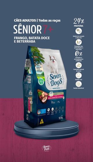 Menor preço em Ração para Cães -  Seven Dogs Sênior sabor Frango, Batata Doce e Beterrada 10,1Kg