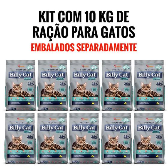 Imagem de Ração Para Gato Castrado Billy Cat Premium Sabor Frango e Salmão 10kg - 10 pacotes de 1kg