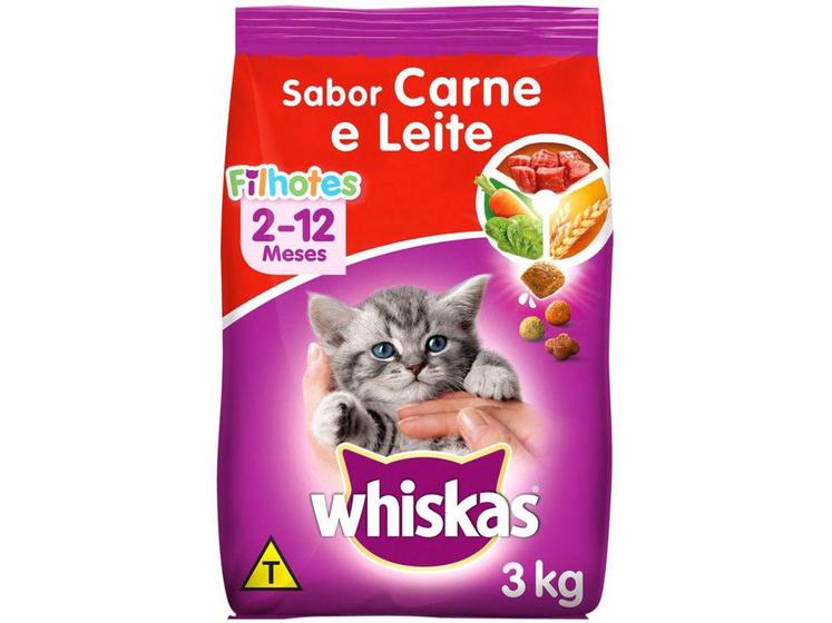 Imagem de Ração para Gato Whiskas Dry Filhote Carne e Leite - 3kg