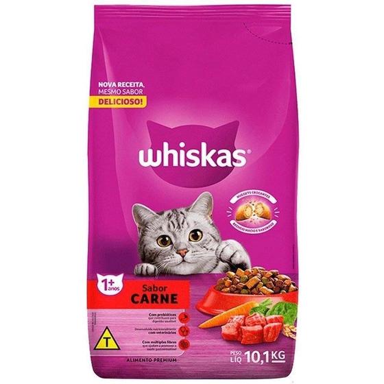 Imagem de Ração Para Gatos Adultos Whiskas Sabor Carne - 10,1Kg