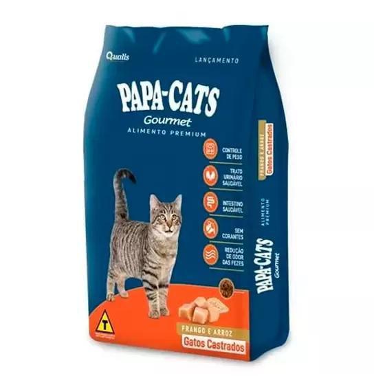 Imagem de Ração para Gatos Castrados Premium Papa-Cats Gourmet Frango e Arroz 10,1kg