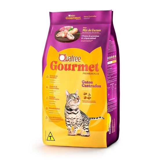 Imagem de Ração para Gatos Castrados Quatree Gourmet Sabor Mix de Carnes 1Kg