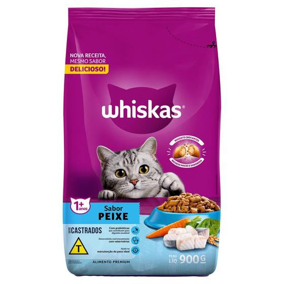 Imagem de Ração para Gatos Castrados Whiskas Adultos 1+ Anos Sabor Peixe 900g