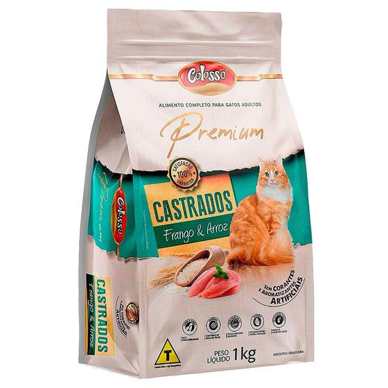 Imagem de Ração para Gatos Colosso Premium Adultos Castrados Sabor Frango e Arroz 1kg