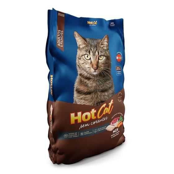 Imagem de Ração para Gatos HotCat Mix Sem Corantes Adulto e Filhotes Sabor Peixe, Carne e Vegetais 1kg