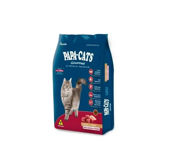 Imagem de Ração para Gatos Papa-Cats Gourmet Carne e Arroz Adultos e Filhotes 10,1kg