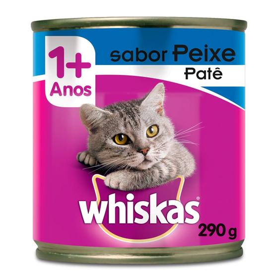 Imagem de Ração para Gatos Whiskas Adulto 1+ Anos Patê Sabor Peixe Lata 290g