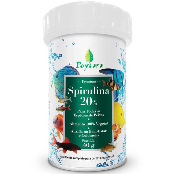 Imagem de Ração Para Peixes Alimento Poytara spirulina 20% 40g