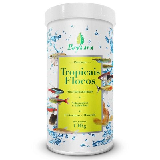 Imagem de Ração para Peixes Poytara Tropicas Flocos 130g