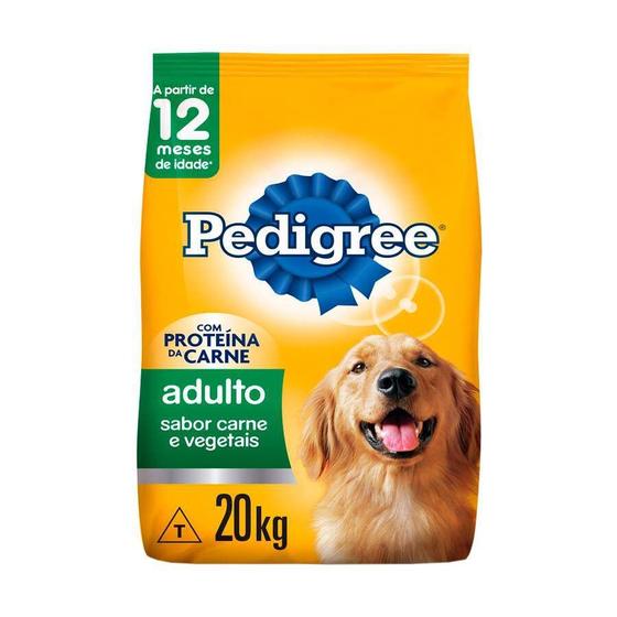 Imagem de Ração Pedigree para Cães Adultos de Porte Médio e Grande Sabor Carne e Vegetais - 20Kg