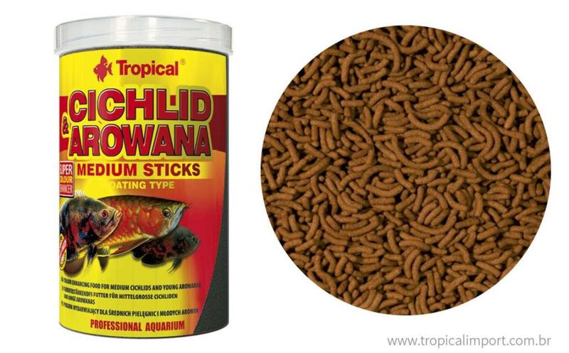 Imagem de Ração Peixes CICHLID  AROWANA MEDIUM STICKS - POTE 90G Tropical