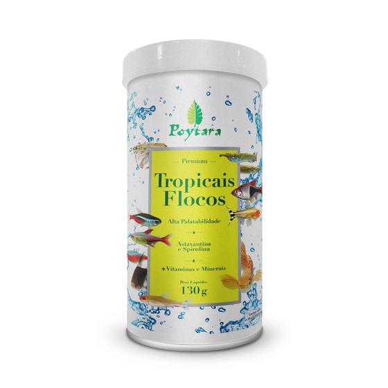 Imagem de Ração Poytara Tropicais Flocos 130g (033591)