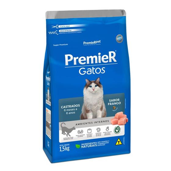 Ração Premier Ambientes Internos Gatos Adultos Castrados Até 6 Anos Sabor Frango 1,5 kg Menor preço em Ração Premier Ambientes Internos Gatos Adultos Castrados Até 6 Anos Sabor Frango 1,5 kg