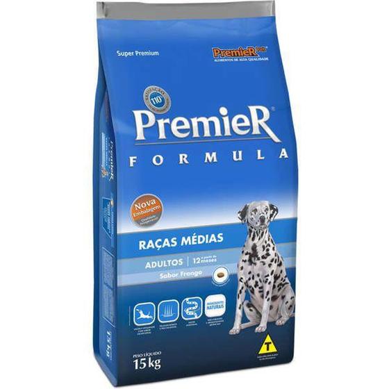 Imagem de Ração premier formula cães adulto raças médias sabor frango 15kg