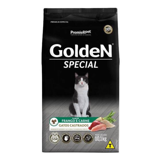 Imagem de Ração Premier Golden para Gatos Adultos Castrados Frango e Carne 10,1kg