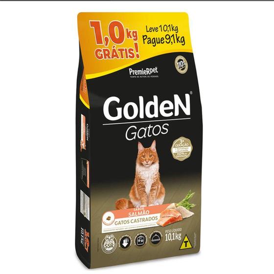 Imagem de Ração Premier Golden para Gatos Adultos Castrados Salmão Leve 10,1kg e Pague 9,1kg
